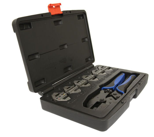 MULTIJAW RATCHET CRIMPING TOOL 7 PIECE KIT INSULATED, NON INS BARREL, WEATHER PACK Product Code :EQP-062