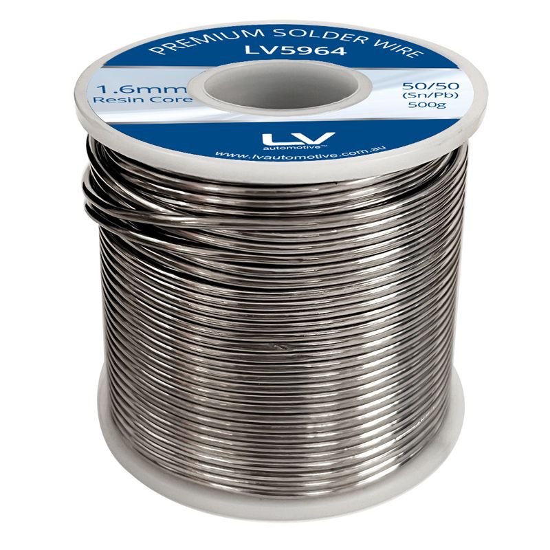 1.6MM RESIN CORE SOLDER 50/50 500G REEL 50% TIN & 50% LEAD DIMENSIONS: 54MM[D] X 52MM [H] Product Code :LV5964
